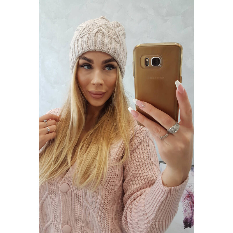 K-Fashion Fleecová čepice Sylwia K244 light beige