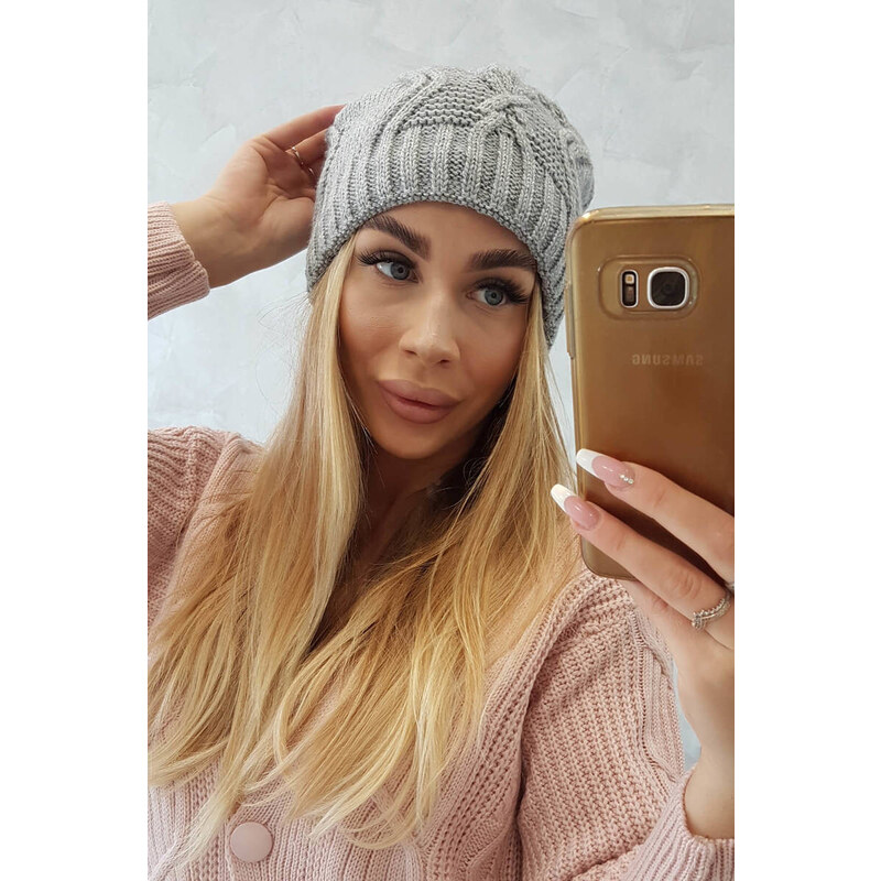 K-Fashion Fleecová čepice Sylwia K244 světle šedá