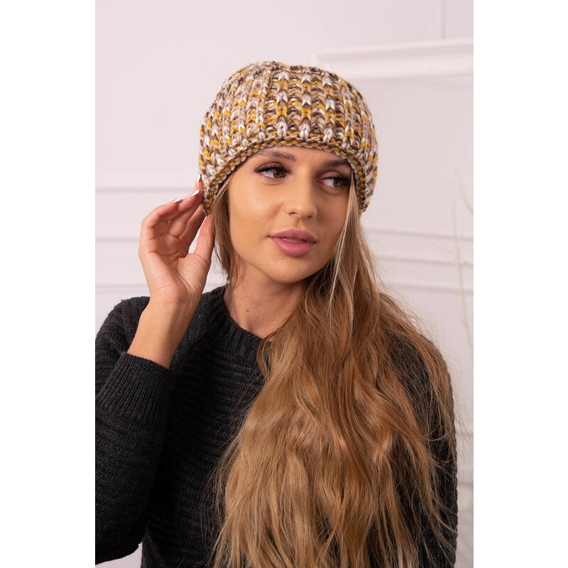 K-Fashion Čepice s rolováním Klara K311 shell+brown