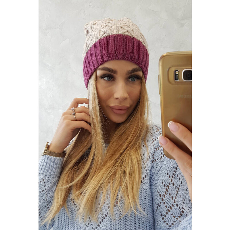 K-Fashion Bibiana fleecová čepice K264 tmavě fialová+světle