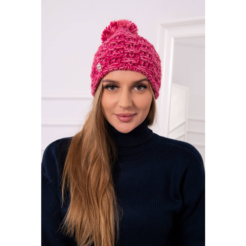 K-Fashion Fleecová čepice Fiona K275 fuchsiová + světle pudrově
