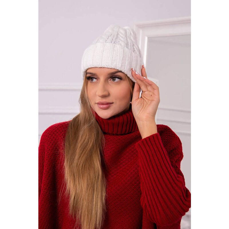 K-Fashion Ariana K299 ecru čepice s ohrnovacím lemem 100306867
