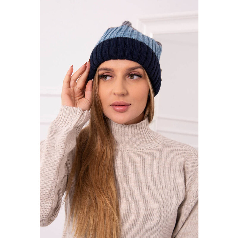 K-Fashion Fleecová čepice Bojana K265 navy+jeans+dark grey