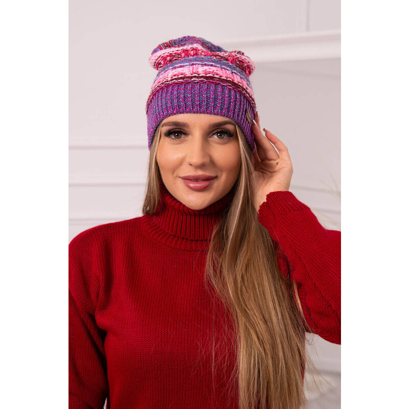 K-Fashion Fleecová čepice Patrycja K254 pink neon+violet