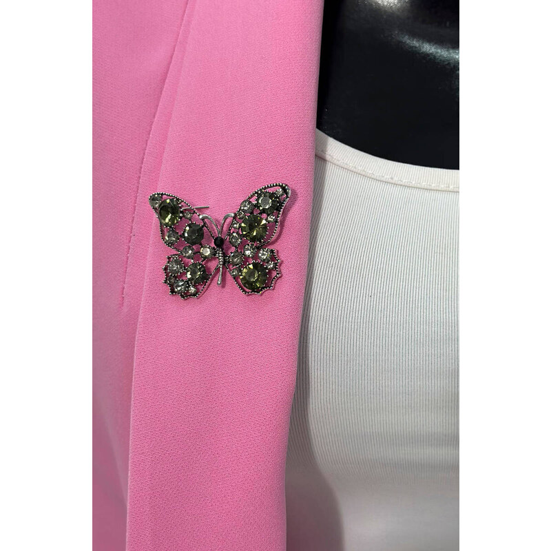 K-Fashion Brož Motýl A-2-21-7 zelené + stříbro 100447408