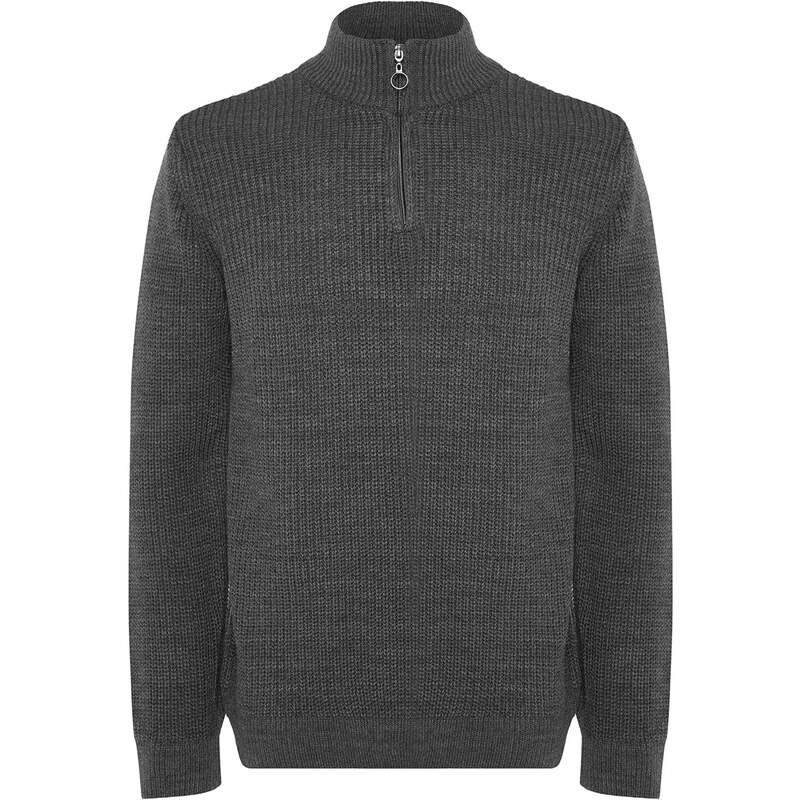 Trendyol Men's Dark Gray Regular Fit Half Turtleneck Zippered Sweater