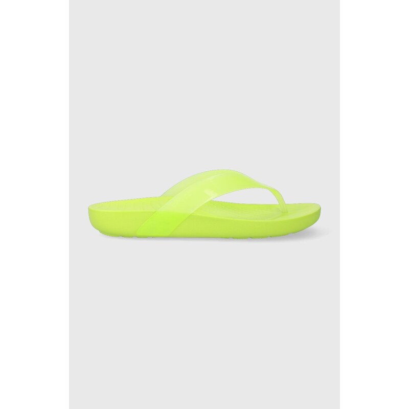 Žabky Crocs dámské, zelená barva, na plochém podpatku
