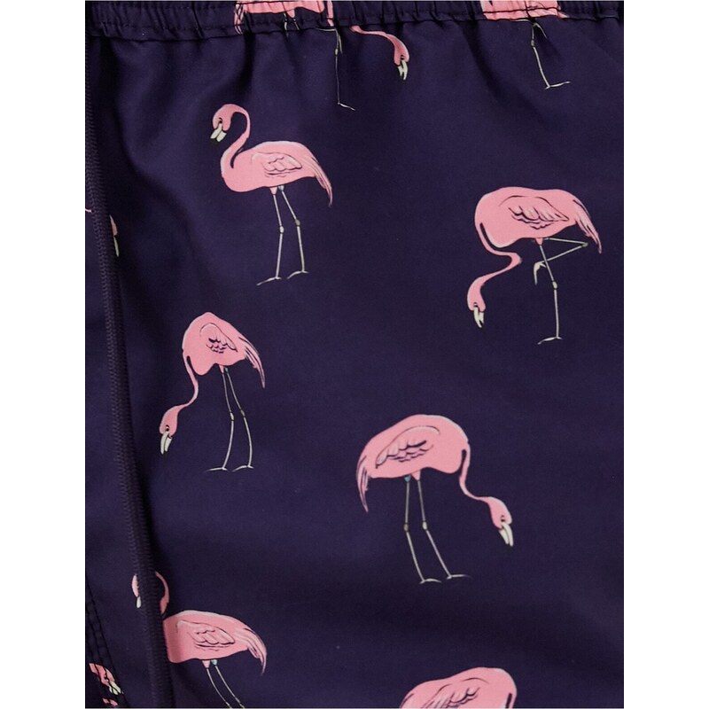 Koton Marine Shorts with Flamingo Print. A drawstring waist with pocket.