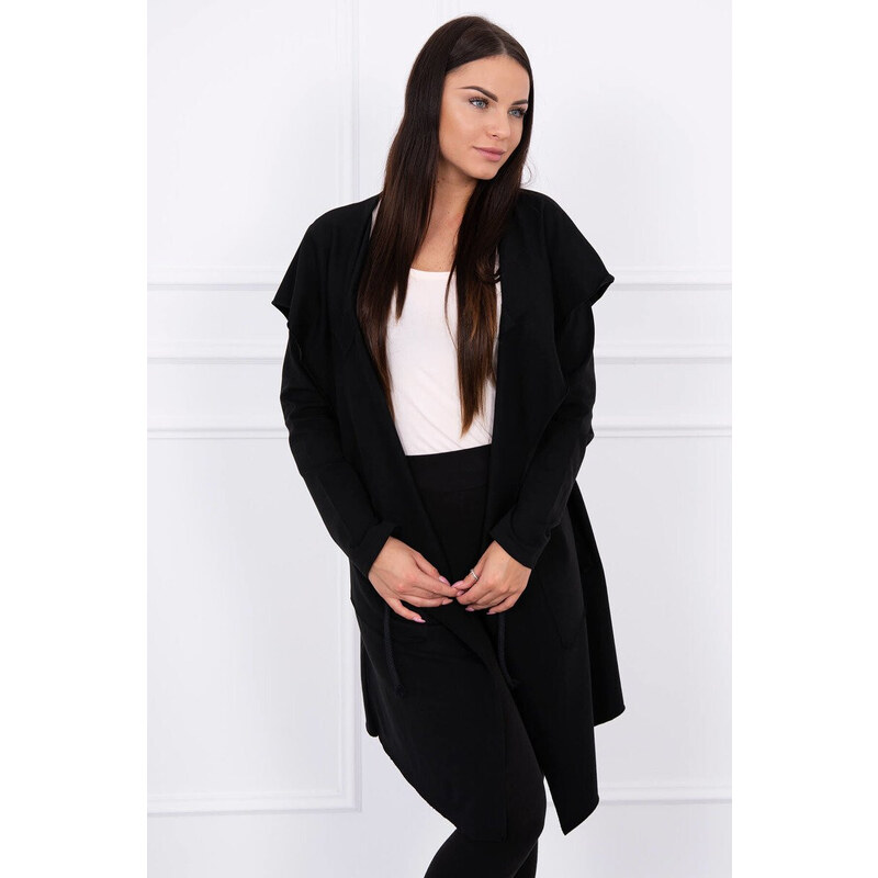 K-Fashion Volná pláštěnka s kapucí černá