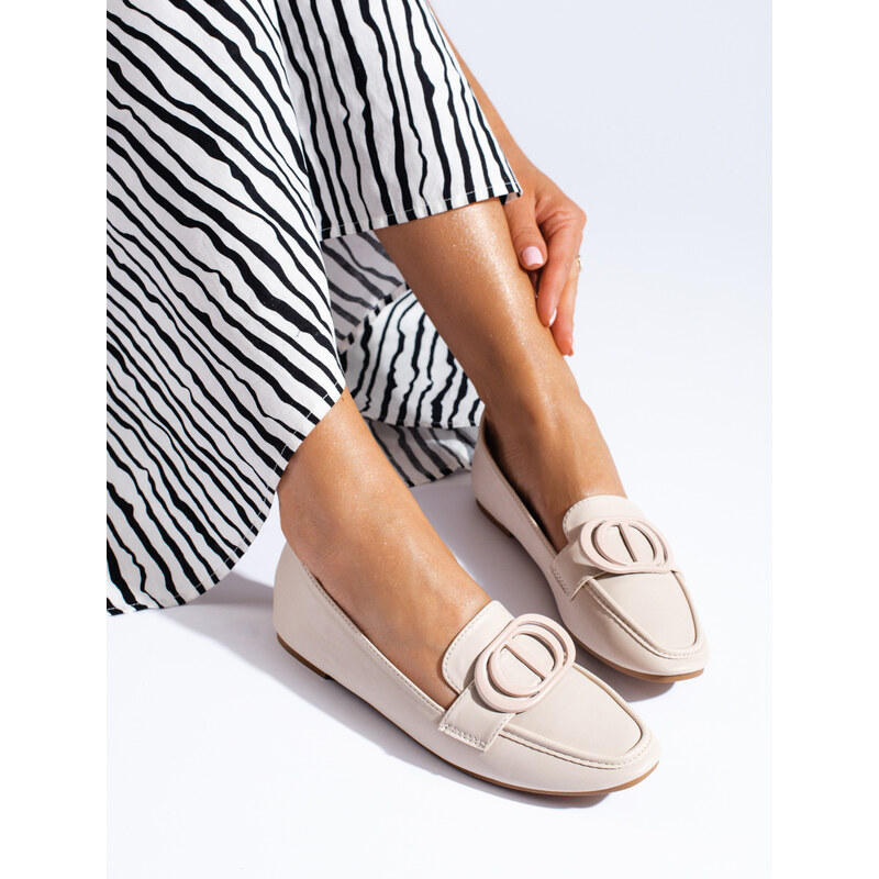 Elegant women's loafers Shelvt beige