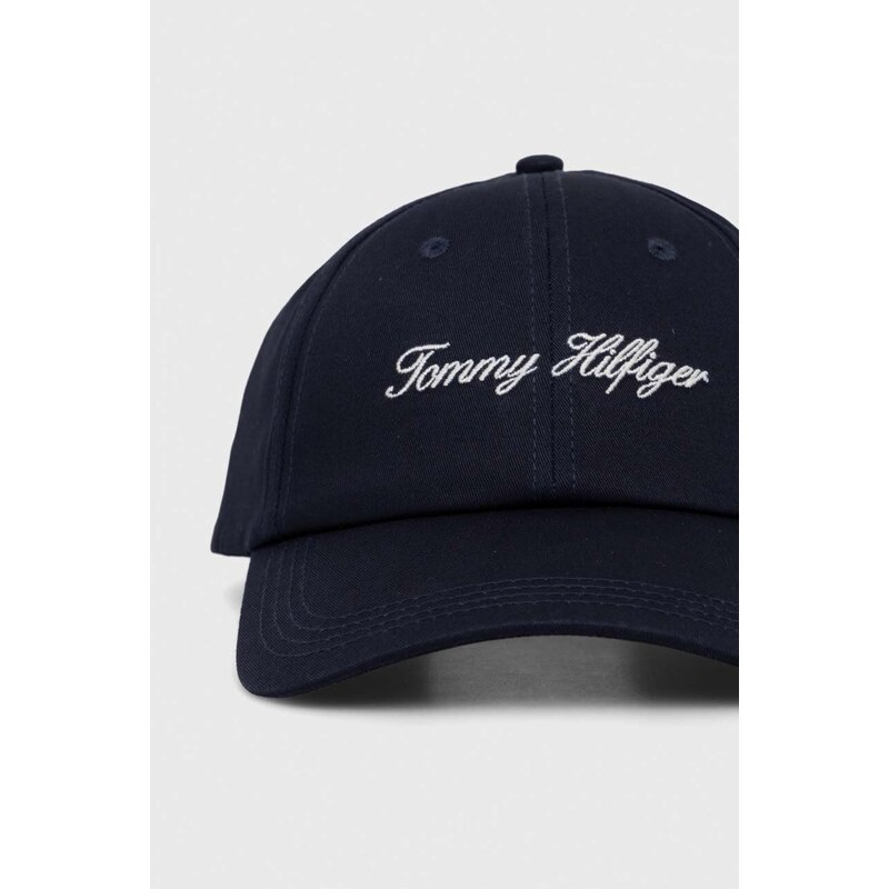 Bavlněná baseballová čepice Tommy Hilfiger tmavomodrá barva, s aplikací