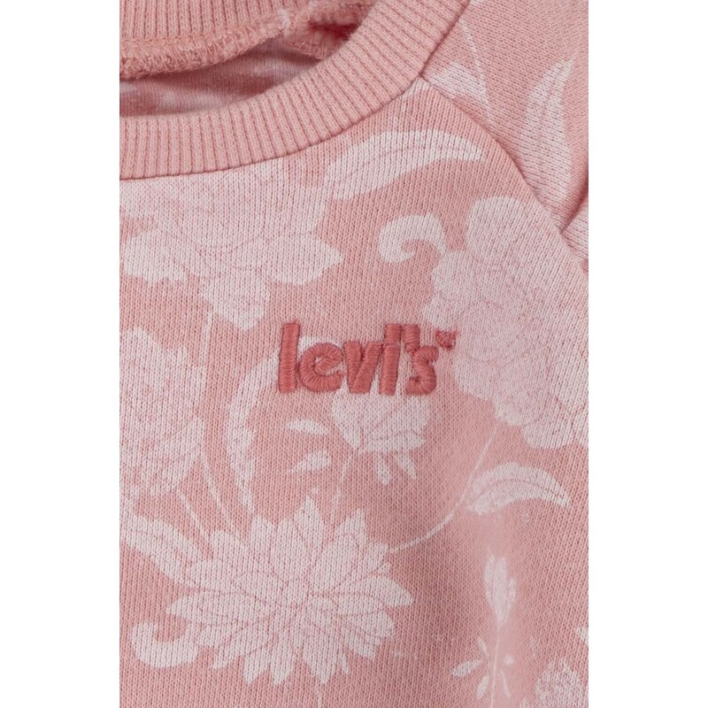 Kojenecká tepláková souprava Levi's růžová barva