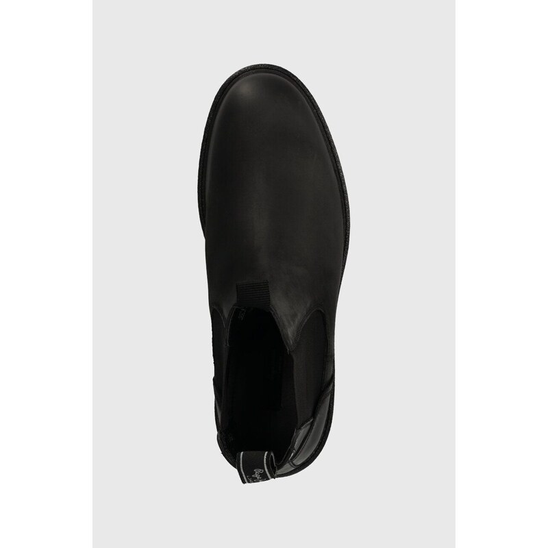 Kožené kotníkové boty Pepe Jeans LOGAN CHELSEA pánské, černá barva, PMS50238