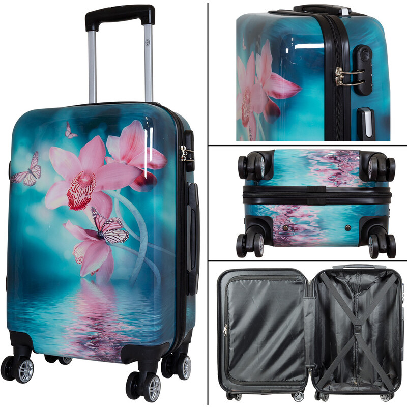 Cestovní zavazadlo - Kufr - Monopol - Orchidej - Velikost S - Objem 36 Litrů