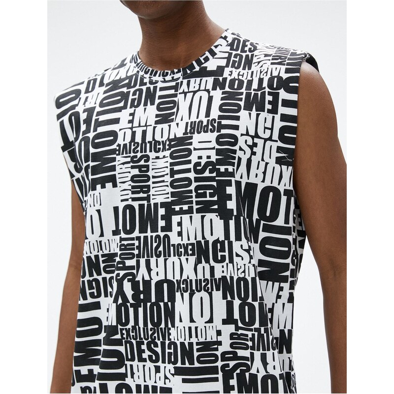 Koton Slogan Printed Singlets Sleeveless Crew Neck