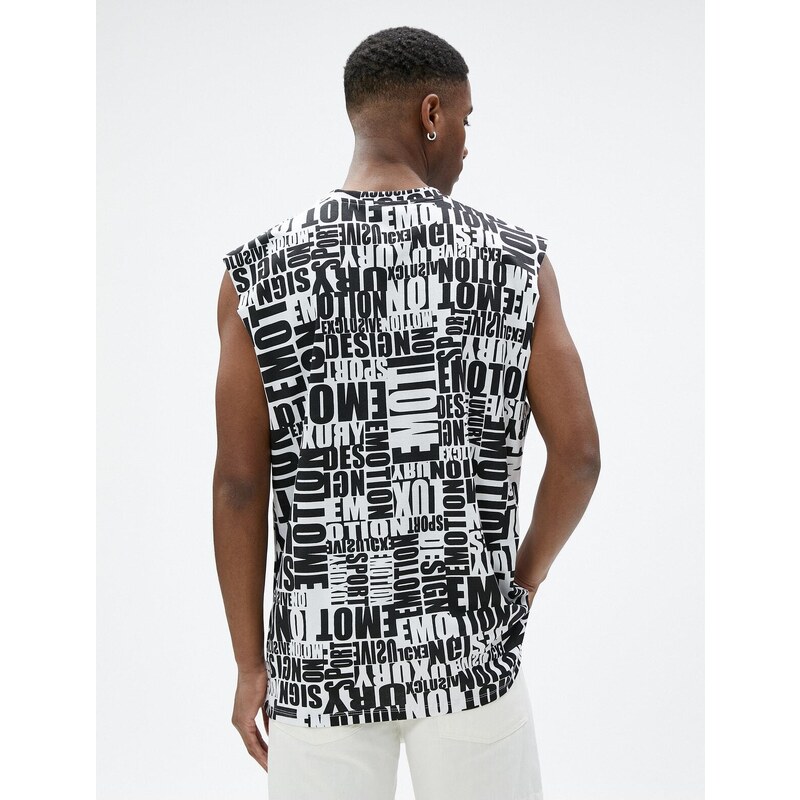 Koton Slogan Printed Singlets Sleeveless Crew Neck