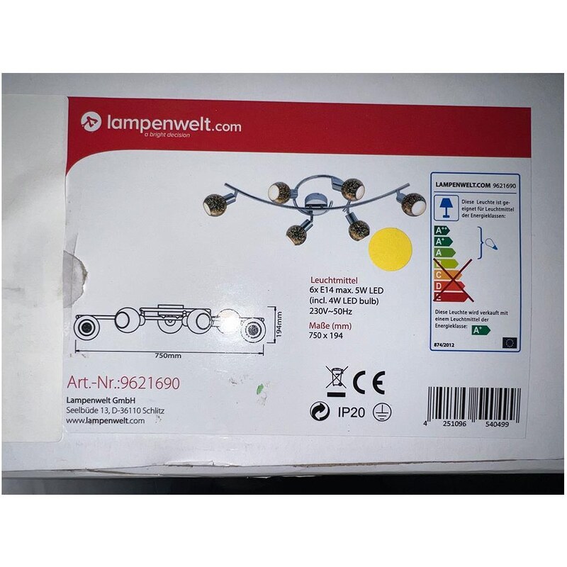 Lampenwelt Lampenwelt - LED Bodové svítidlo 6xE14/4W/230V LW1437