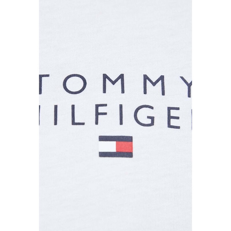 Bavlněný salonek s dlouhým rukávem Tommy Hilfiger bílá barva