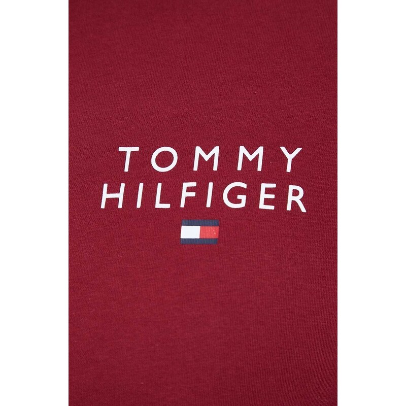 Bavlněné tričko Tommy Hilfiger vínová barva