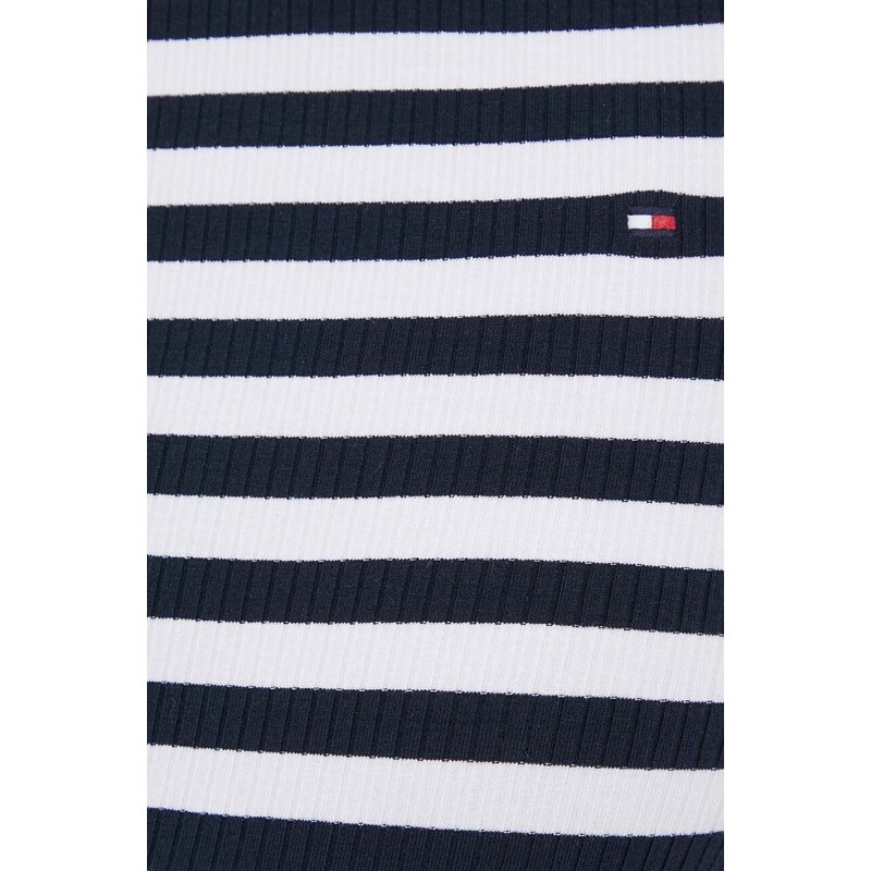 Tričko s dlouhým rukávem Tommy Hilfiger tmavomodrá barva, s golfem
