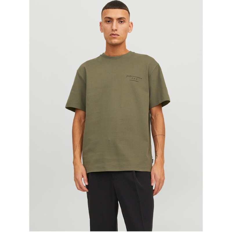 Khaki pánské tričko Jack & Jones Sanchez - Pánské