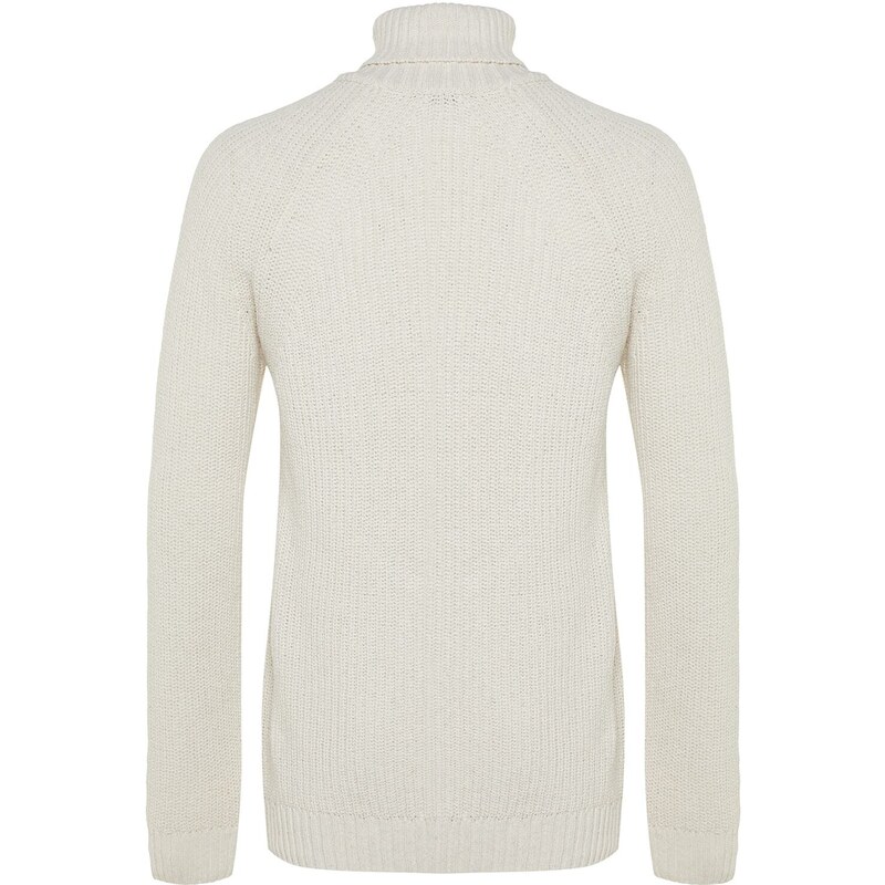 Trendyol Ecru Men's Slim Fit Turtleneck Raglan Sleeve Basic Knitwear Sweater