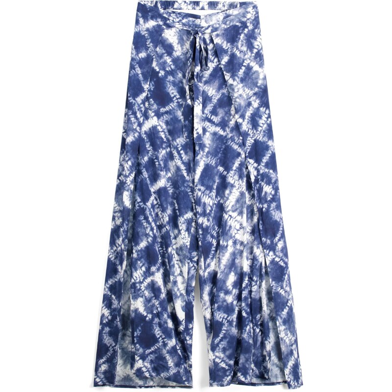 Bershka Kalhoty marine modrá / ultramarínová modř / bílá