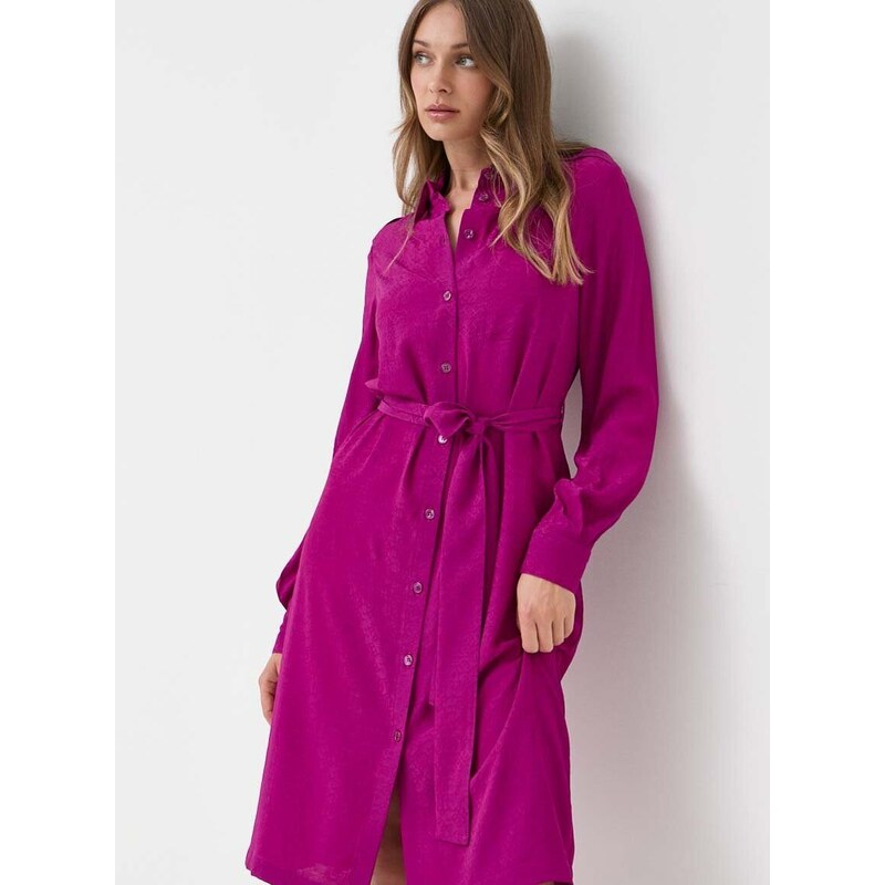 Šaty s příměsí hedvábí Pinko fialová barva, mini, 100126.A01P