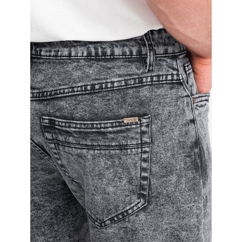 Ombre Clothing Pánské džínové mramorované šortky - šedé V3 OM-SRDS-0117