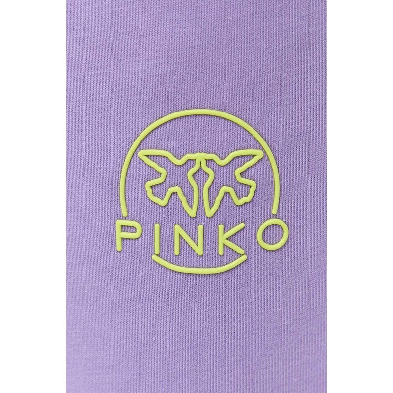Bavlněné tepláky Pinko fialová barva, s aplikací, 100371.A162