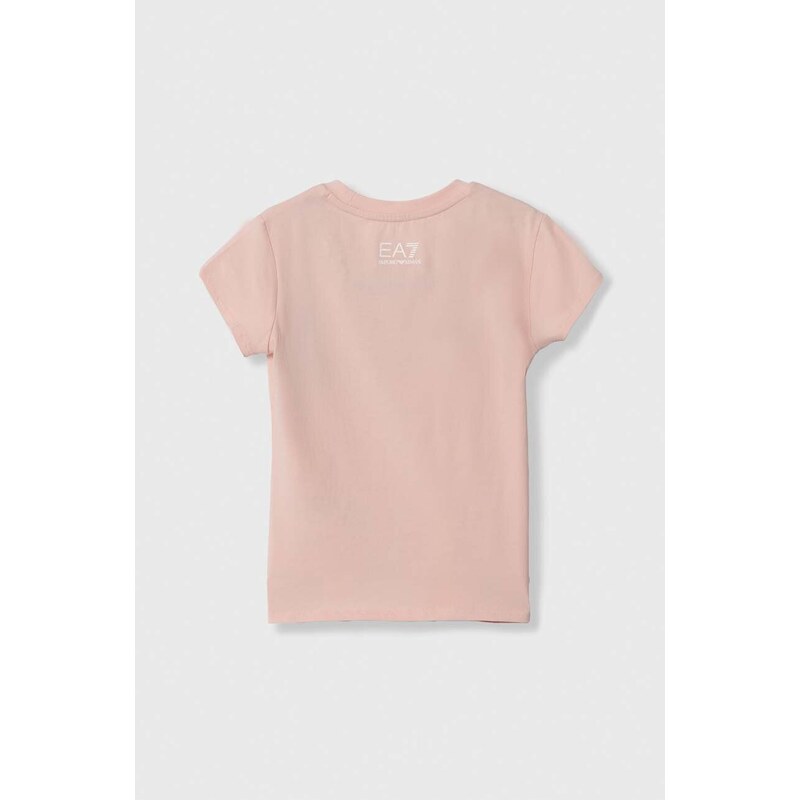 Dětské tričko EA7 Emporio Armani růžová barva