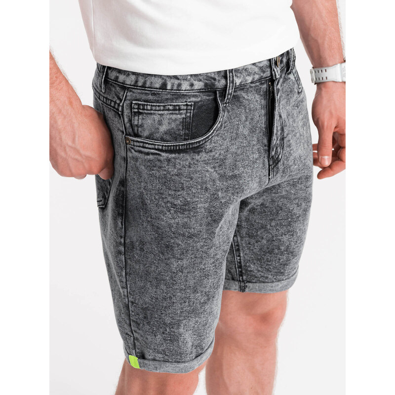 Ombre Men's denim marbled shorts - gray