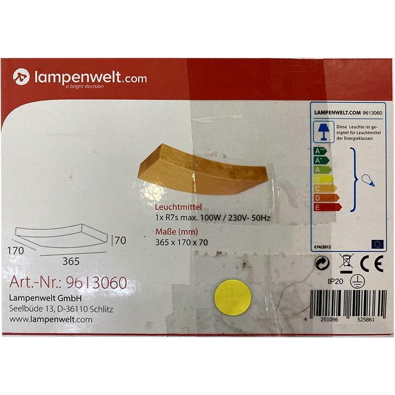 Lampenwelt Lampenwelt - Nástěnné svítidlo BERRA 1xR7s/100W/230V LW1048