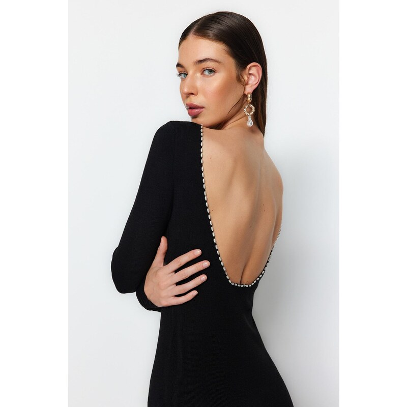 Trendyol Black Mini Knitwear Back Detailed Dress