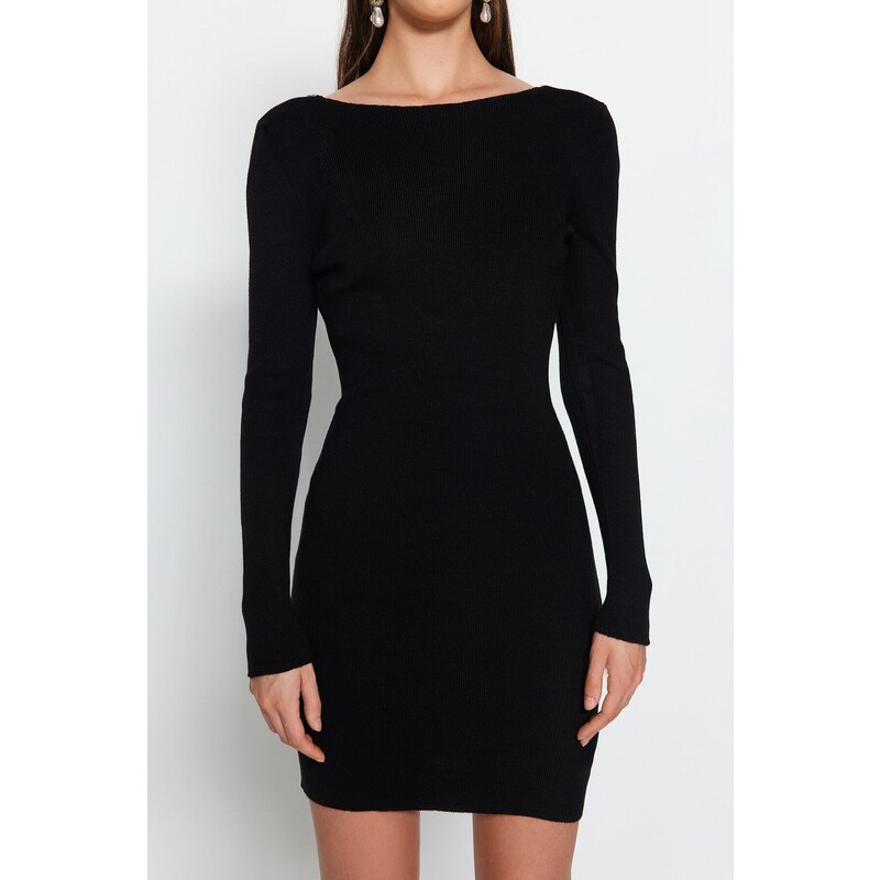 Trendyol Black Mini Knitwear Back Detailed Dress