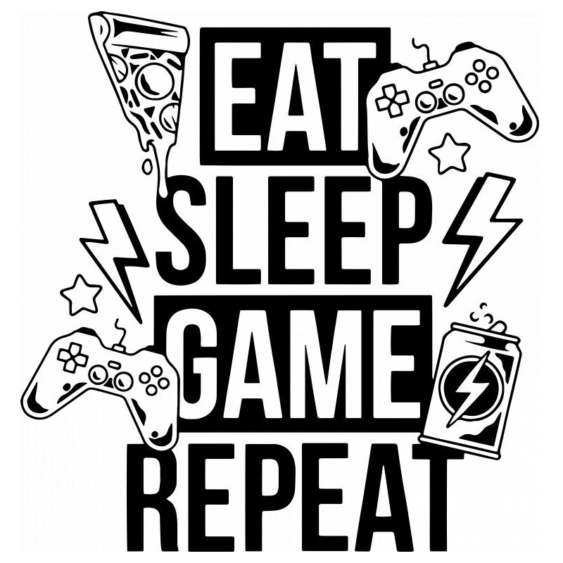 Gravon Samolepka na zeď Eat, sleep, game, repeat