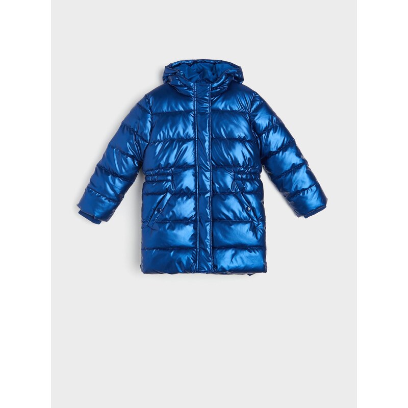 Sinsay - Prošívaný kabát s kapucí - námořnická modrá