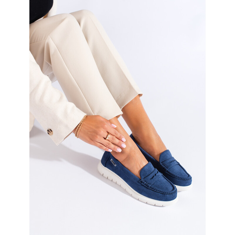 GOODIN Shelvt women's moccasins blue with flexible sole