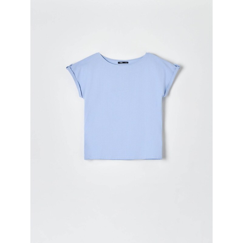 Sinsay - Bavlněné tričko - modrá