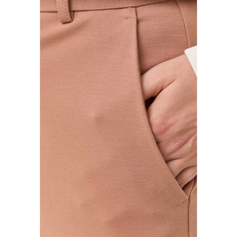Kalhoty Pinko dámské, hnědá barva, jednoduché, high waist
