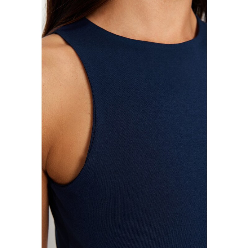 Trendyol Navy Blue Cotton Halterneck Fitted/Slip-on, Stretchy Knit Undershirt Singlet