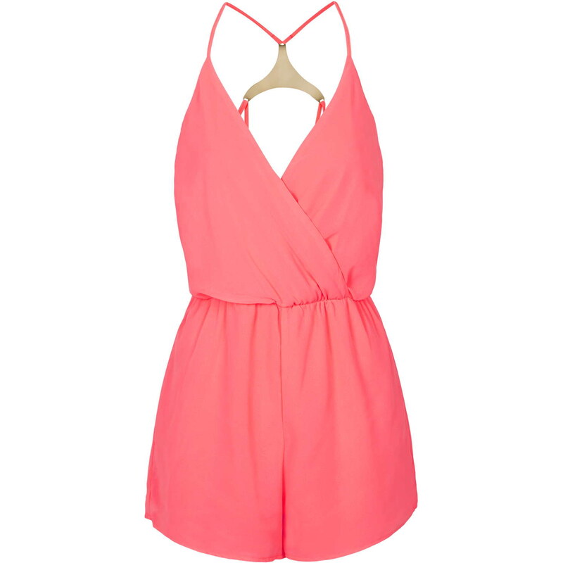 Topshop **Wrap Front Fluro Playsuit by Oh My Love