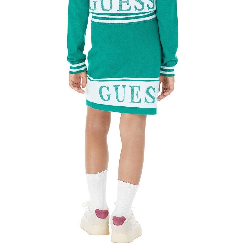 Dětská sukně Guess zelená barva, mini