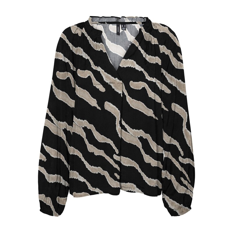 VERO MODA Halenka MARISOL světle hnědá / černá