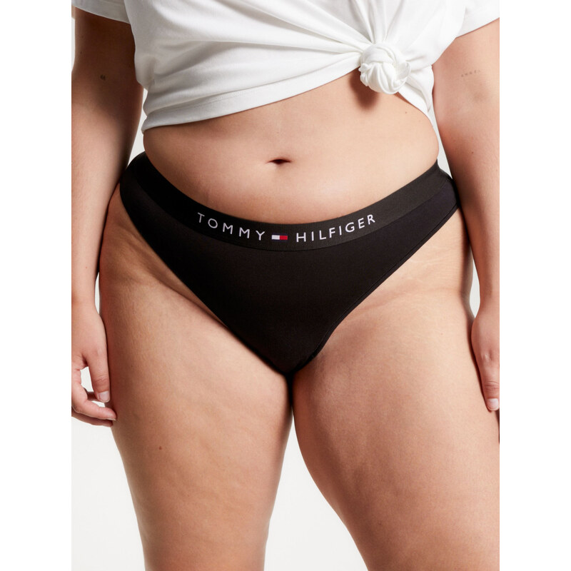 Dámská tanga LOGO WAISTBAND THONG UW0UW04146BDS černá - Tommy Hilfiger