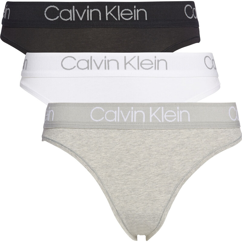 Dámské spodní prádlo Dárkové balení 3PK HIGH LEG TANGA 000QD3758E999 - Calvin Klein