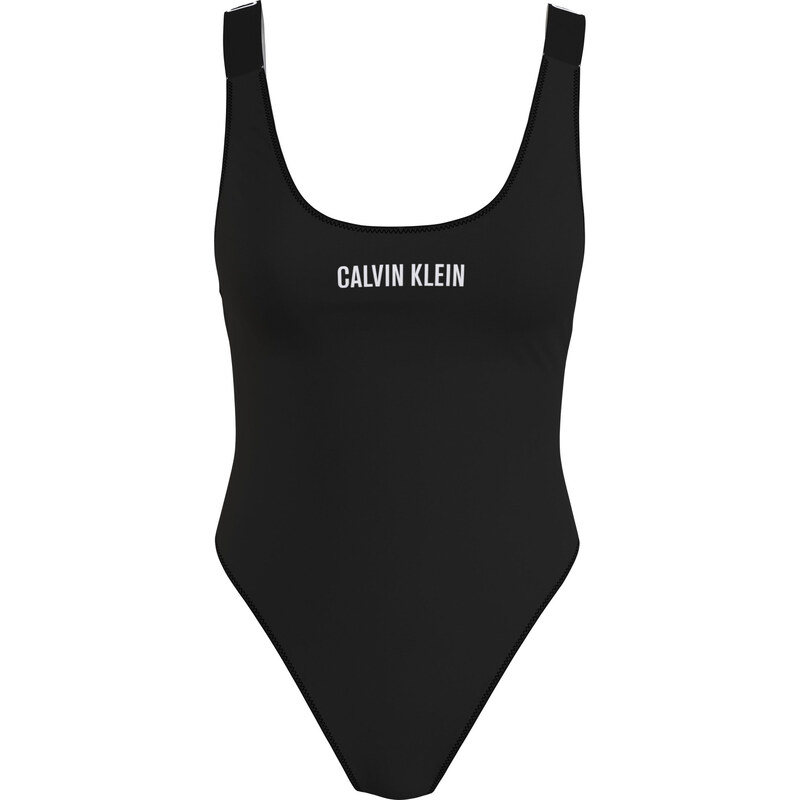 Dámské jednodílné plavky Scoop Neck Swimsuit Intense Power KW0KW01599BEH černá - Calvin Klein