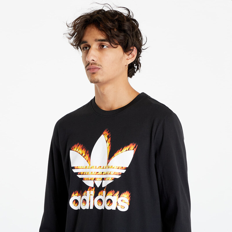 adidas Originals Pánské tričko adidas Fire Graphic Trefoil Long Sleeve T-Shirt Black