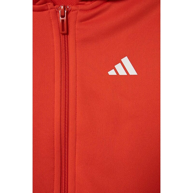 Dětská mikina adidas červená barva, s kapucí, s aplikací