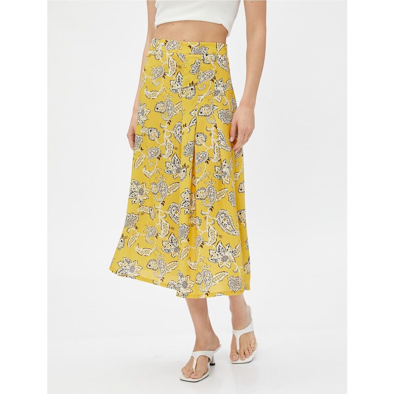 Koton Floral Midi Skirt Viscose